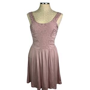 Small Delia*s Junior Women's Pink Jersey Knit and Lace Sleeveless Dress Soft